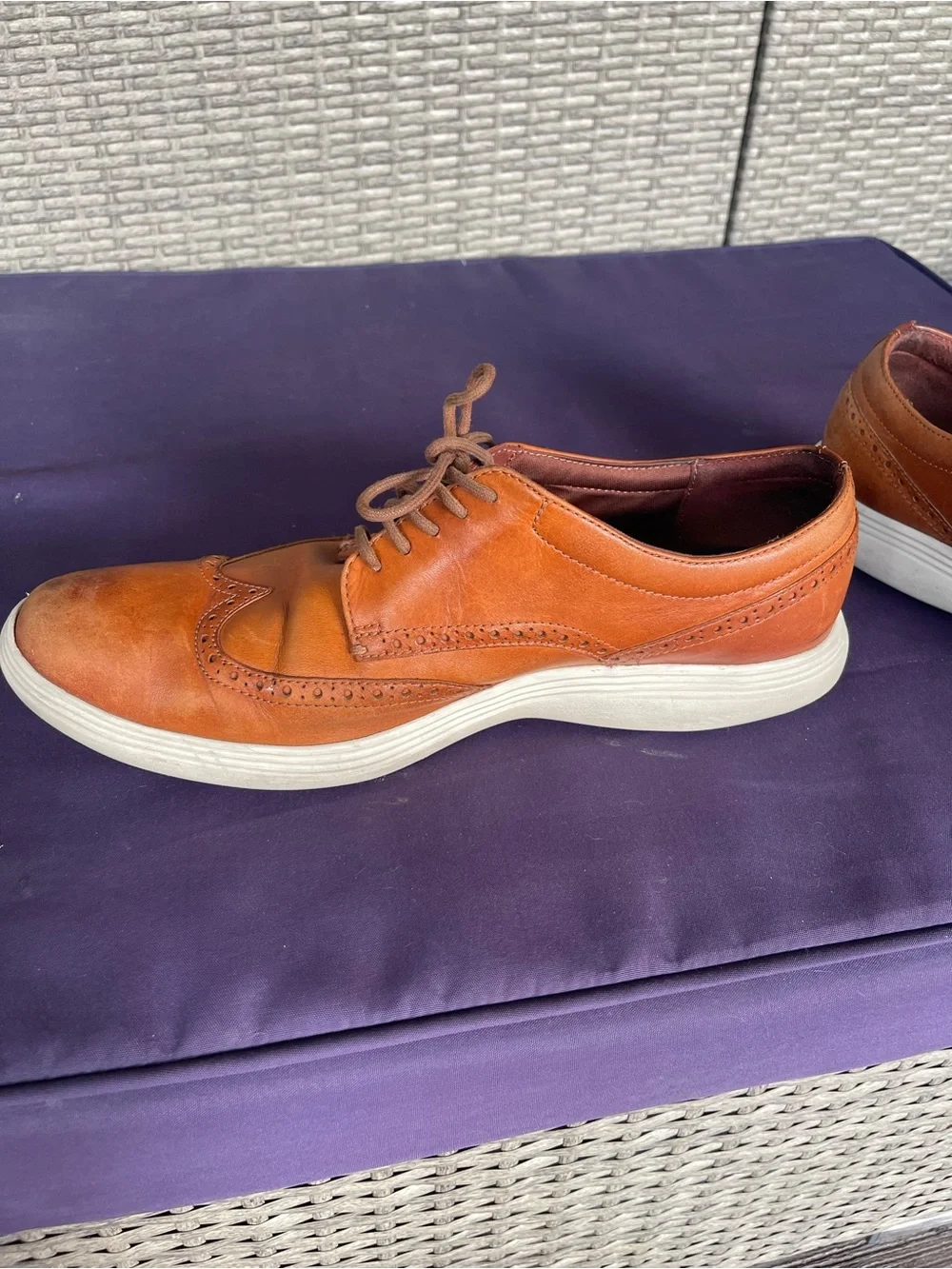 Cole Haan Mens Grand OS Wingtip Oxford British Tan Leather Dress Sneakers